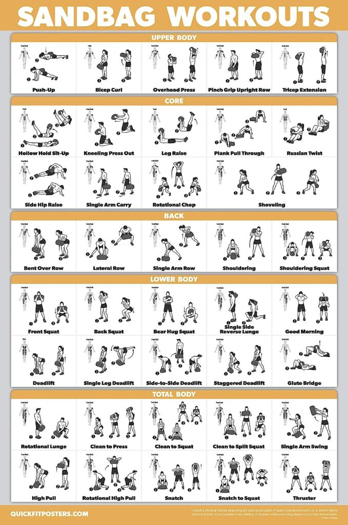 QuickFit Sandbag Exercise Workout Poster - Laminated - Sand...