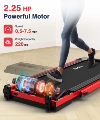 REDLIRO Under Desk Treadmill 2 in 1 Walking Pad, Portable, Folding, Electric, Motorized, Walking and Jogging Machine with Remote Control for Home and Office Workout