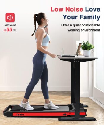 REDLIRO Under Desk Treadmill 2 in 1 Walking Pad, Portable, Folding, Electric, Motorized, Walking and Jogging Machine with Remote Control for Home and Office Workout