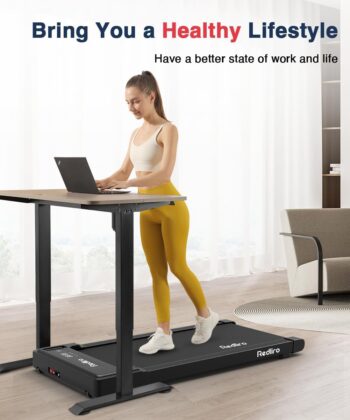 Redliro Walking Pad Treadmill Under Desk, Portable Mini Treadmill with Remote Control, Bluetooth, 265lbs Max Weight, Installation-Free Jogging Machine for Home/Office