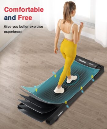 Redliro Walking Pad Treadmill Under Desk, Portable Mini Treadmill with Remote Control, Bluetooth, 265lbs Max Weight, Installation-Free Jogging Machine for Home/Office