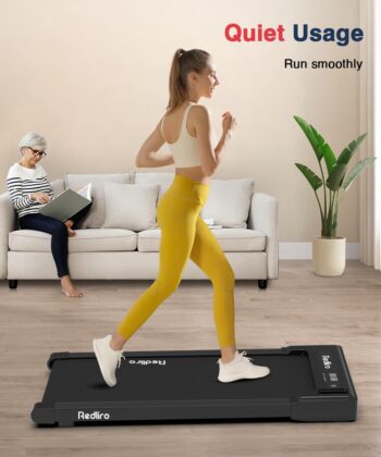 Redliro Walking Pad Treadmill Under Desk, Portable Mini Treadmill with Remote Control, Bluetooth, 265lbs Max Weight, Installation-Free Jogging Machine for Home/Office