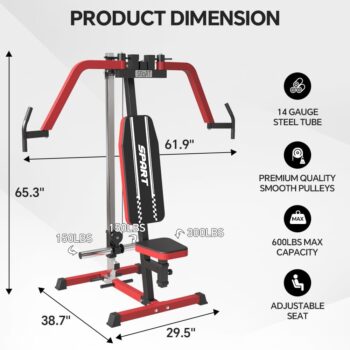 SPART Adjustable PEC Fly and Reverse Delt Machine, 600LBS Plate Loaded Upper Body Special Machine with Band Pegs for Chest, Back, Pectoral and Shoulder Training Workouts for Home Gym