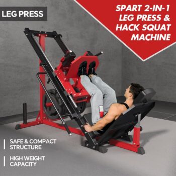 SPART Leg Press Machine, Commercial Grade Leg Press Hack Squat Combo, 2500LBS Heavy Duty Lower Body Special Weight Machine with Weight Storages for Quads, Glute, Hamstring and Thigh in Home Gym