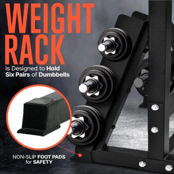 SQUATZ Multifunction Dip Rack Stand - Smart Workout Station With Weight Rack, Can Hold up to 6 Dumbbells, Weatherproof Steel Body Gym with Multiple Strength Training Stations and Grip Positions