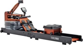 TRUNK Water Rowing Machine for Home Gym Fitness, Classic Wood Water Rower with Bluetooth Monitor Whole Body Exercise Cardio Training (Included an Dust Cover and Phone Holder)