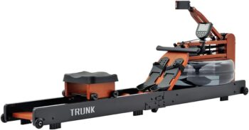 TRUNK Water Rowing Machine for Home Gym Fitness, Classic Wood Water Rower with Bluetooth Monitor Whole Body Exercise Cardio Training (Included an Dust Cover and Phone Holder)