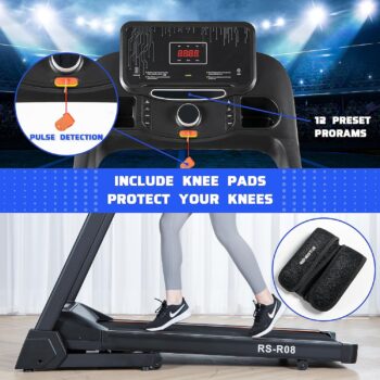 Treadmills for Home, Folding Treadmill with Auto Incline 0-15%, 18'' Wide Running Belt Foldable Treadmill, Incline Treadmill for Running Walking with 286LBS Weight Capacity, 2.5HP Motors 12 PROG & App