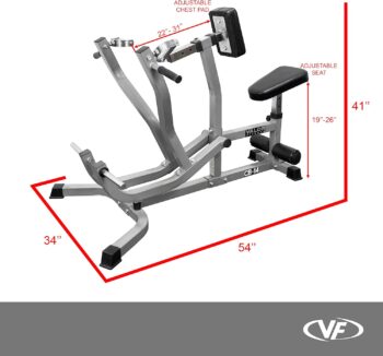 Valor Fitness Adjustable Seated Row Machine - Plate Loaded -Independent Converging Arms-Multi Grip Positions with Rotating Handles-Rowing Equipment Back Workout Max Weight 400 lbs CB-14