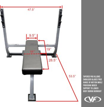 Valor Fitness BF-7 Olympic Bench with Spotter Stand plus Olympic Weight Bench with Weights & Bar Option