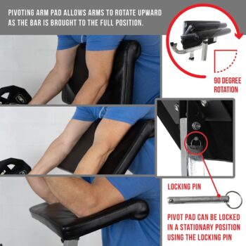 Valor Fitness CB-11 Standing Arm Curl Station for Strength Training w/Pivot and Contoured Arm Rest