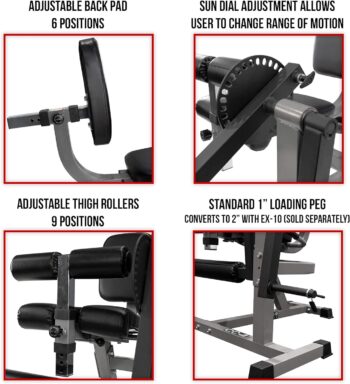 Valor Fitness CC-4 Adjustable Leg Curl Extension Machine 8 Positions- Plate Loaded Max Weight 150 lbs - Home Gym Hamstring Workout, Quad Exercise Equipment