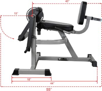 Valor Fitness CC-4 Adjustable Leg Curl Extension Machine 8 Positions- Plate Loaded Max Weight 150 lbs - Home Gym Hamstring Workout, Quad Exercise Equipment