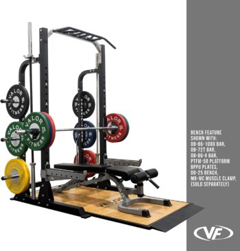 Valor Fitness Half Rack Squat Machine - 5 Position Multi-Grip Pull Up Station - Adjustable Height, Plate Storage, Bar Storage and Resistance Band Pegs – 750lbs.- Optional Weightlifting Platform Bundle