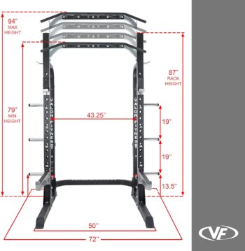 Valor Fitness Half Rack Squat Machine - 5 Position Multi-Grip Pull Up Station - Adjustable Height, Plate Storage, Bar Storage and Resistance Band Pegs – 750lbs.- Optional Weightlifting Platform Bundle