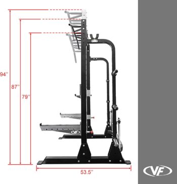 Valor Fitness Half Rack Squat Machine - 5 Position Multi-Grip Pull Up Station - Adjustable Height, Plate Storage, Bar Storage and Resistance Band Pegs – 750lbs.- Optional Weightlifting Platform Bundle