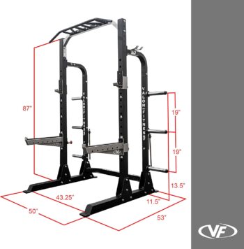 Valor Fitness Half Rack Squat Machine - 5 Position Multi-Grip Pull Up Station - Adjustable Height, Plate Storage, Bar Storage and Resistance Band Pegs – 750lbs.- Optional Weightlifting Platform Bundle