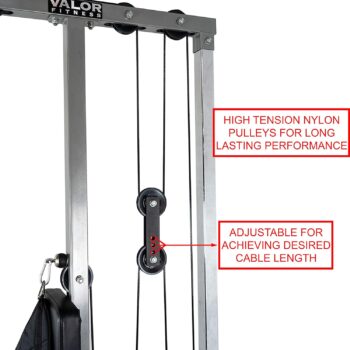 Valor Fitness Lat Pull Down Machine- Adjustable Low Row Cable Pulley Exercise Equipment with Attachments - Strength Training Home Gym System -Plate Loaded - Max Weight 200 lbs -CB-12