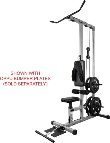 Valor Fitness Lat Pull Down Machine- Adjustable Low Row Cable Pulley Exercise Equipment with Attachments - Strength Training Home Gym System -Plate Loaded - Max Weight 200 lbs -CB-12