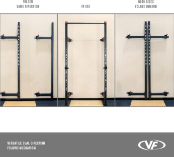 Valor Fitness Squat Rack with Pull Up Bar- Wall Mount Folding Space Saver - Home Gym Total Body Workout Equipment- BD-20