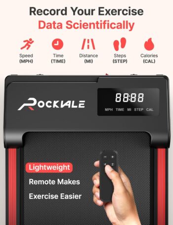 Walking Pad, Rockvale Under Desk Treadmill for Home Office, Portable Mini Treadmill with Remote Control, 2.5 HP Walking Jogging Machine in LED Display, 265 lbs Weight Capacity, Free Installation