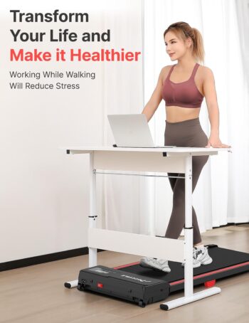 Walking Pad, Rockvale Under Desk Treadmill for Home Office, Portable Mini Treadmill with Remote Control, 2.5 HP Walking Jogging Machine in LED Display, 265 lbs Weight Capacity, Free Installation