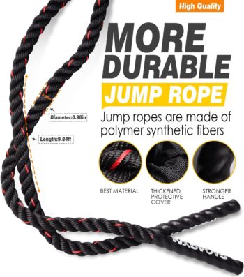 Weighted Jump Rope for Fitness - 3LB Heavy Jump Ropes for Exercise, Weighted Adult Skipping Rope for Women & Men, Battle Rope For Gym Training, Home Workout,Total Body Workouts