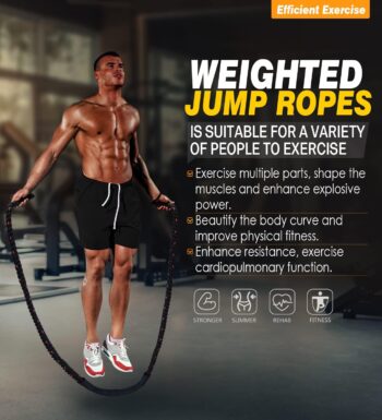 Weighted Jump Rope for Fitness - 3LB Heavy Jump Ropes for Exercise, Weighted Adult Skipping Rope for Women & Men, Battle Rope For Gym Training, Home Workout,Total Body Workouts