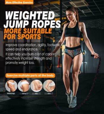 Weighted Jump Rope for Fitness - 3LB Heavy Jump Ropes for Exercise, Weighted Adult Skipping Rope for Women & Men, Battle Rope For Gym Training, Home Workout,Total Body Workouts