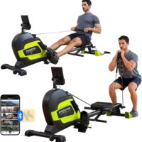 pooboo Rowing Machine, Max 350 LBS Magnetic Rower with LCD Monitor, Tablet Holder, Upgraded Rowing Machines for Home use