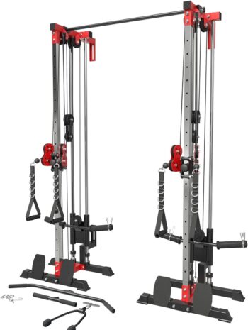 ER KANG Cable Crossover Machine, Function Trainer Wall Mount, Cable Station Combo, 18 Heights Dual Pulley System, High and Low Cable Machine, LAT Pull-Down & LAT Row Home Gym