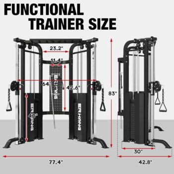 ER KANG Functional Trainer with Selectorized Weight Stack, 2000LBS Cable Crossover Machine with Independent Double Pulley System, Multi-Functional Chest Fly Machine,Commercial Grade Training Equipment