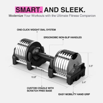 Finer Form Adjustable Dumbbells 5-32.5 LBs: Save Space with This Female-Friendly Adjustable Dumbbell Set. Go Up Or Down in 2.5 LB Increments with These Adjustable Weights, Sold as A Pair.