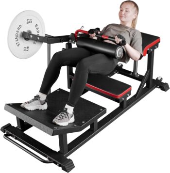 GMWD Hip Thrust Machine, Plate-Loaded Glute Bridge Machine, Heavy Duty Glute Drive with Weight Holder for Glute Muscles Building and Butt Shaping