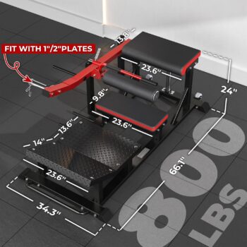 GMWD Hip Thrust Machine, Plate-Loaded Glute Bridge Machine, Heavy Duty Glute Drive with Weight Holder for Glute Muscles Building and Butt Shaping