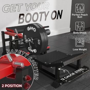 GMWD Hip Thrust Machine, Plate-Loaded Glute Bridge Machine, Heavy Duty Glute Drive with Weight Holder for Glute Muscles Building and Butt Shaping