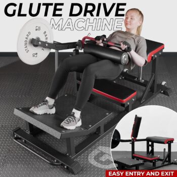 GMWD Hip Thrust Machine, Plate-Loaded Glute Bridge Machine, Heavy Duty Glute Drive with Weight Holder for Glute Muscles Building and Butt Shaping