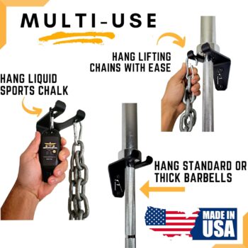 IRON AMERICAN Alpha Barbell Gym Wall Mount Storage 200+ Pound Capacity - Multi-Use Barbell Wall Holder, Barbell Hanger 4.25 x 6.75 x 7.25 Inches - Holds Any Standard Olympic Barbell - Hardware Included