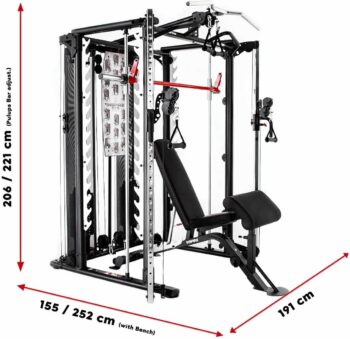 Inspire Fitness SCS Smith System - Cage System - Functional Trainer Home Gym With Smith Machine - Cable Machine with Accessories - D Handles, Ankle Strap, Multi-Function Belt - Bench Not Included