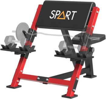 SPART Preacher Curl Bench, Seated Arm Isolated Barbell Dumbbell Bicep Station, Bicep Curl Machine with Bar Holder & Dumbbell Holder for Arm Curl Strength Training Home Gym