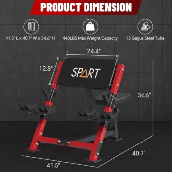 SPART Preacher Curl Bench, Seated Arm Isolated Barbell Dumbbell Bicep Station, Bicep Curl Machine with Bar Holder & Dumbbell Holder for Arm Curl Strength Training Home Gym