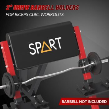 SPART Preacher Curl Bench, Seated Arm Isolated Barbell Dumbbell Bicep Station, Bicep Curl Machine with Bar Holder & Dumbbell Holder for Arm Curl Strength Training Home Gym