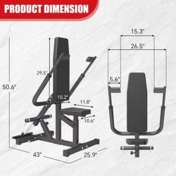 SPART Seated Dip Machine, Plate Loaded Tricep/Bicep Dip Press Machine with Cable Bar for Biceps Chest Training, Upper Body Push Workout, Hold up to 440LBS