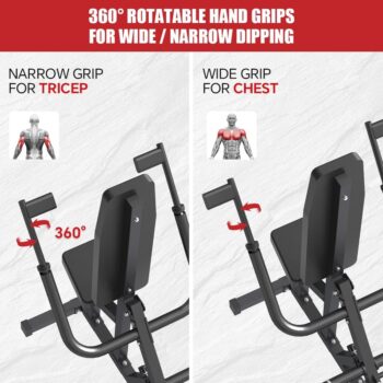 SPART Seated Dip Machine, Plate Loaded Tricep/Bicep Dip Press Machine with Cable Bar for Biceps Chest Training, Upper Body Push Workout, Hold up to 440LBS