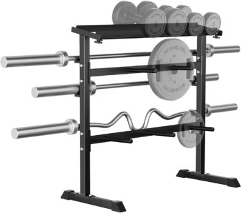 UBOWAY Compact Dumbbell Rack Stand Barbell Rack: Weight rack for Dumbbells, Olympic Barbell Bar, Olympic Weight Plates - Weight Storage Rack for Strength Training Home Gym Fitness Exercise Equipment