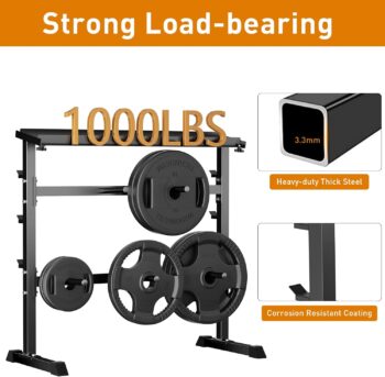 UBOWAY Compact Dumbbell Rack Stand Barbell Rack: Weight rack for Dumbbells, Olympic Barbell Bar, Olympic Weight Plates - Weight Storage Rack for Strength Training Home Gym Fitness Exercise Equipment