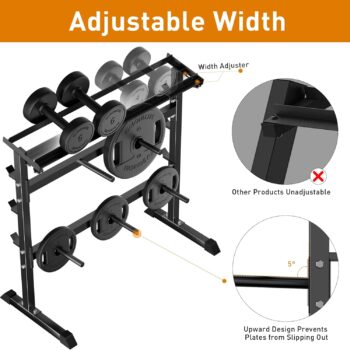 UBOWAY Compact Dumbbell Rack Stand Barbell Rack: Weight rack for Dumbbells, Olympic Barbell Bar, Olympic Weight Plates - Weight Storage Rack for Strength Training Home Gym Fitness Exercise Equipment