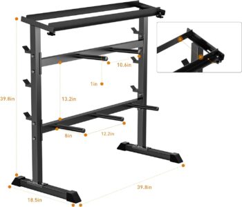 UBOWAY Compact Dumbbell Rack Stand Barbell Rack: Weight rack for Dumbbells, Olympic Barbell Bar, Olympic Weight Plates - Weight Storage Rack for Strength Training Home Gym Fitness Exercise Equipment