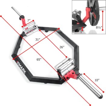 XMark Olympic Hex Bar Barbell Trap Bar Shrug Bar for Squats, Deadlifts, and Shrugs, 2” Olympic Bar With Tri Grip Handles