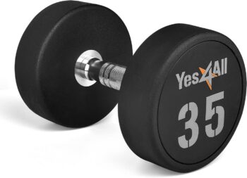 Yes4All Urethane Dumbbells with Anti-Slip Knurled Handle 5-50LBS for Muscle Building - Sold Individually